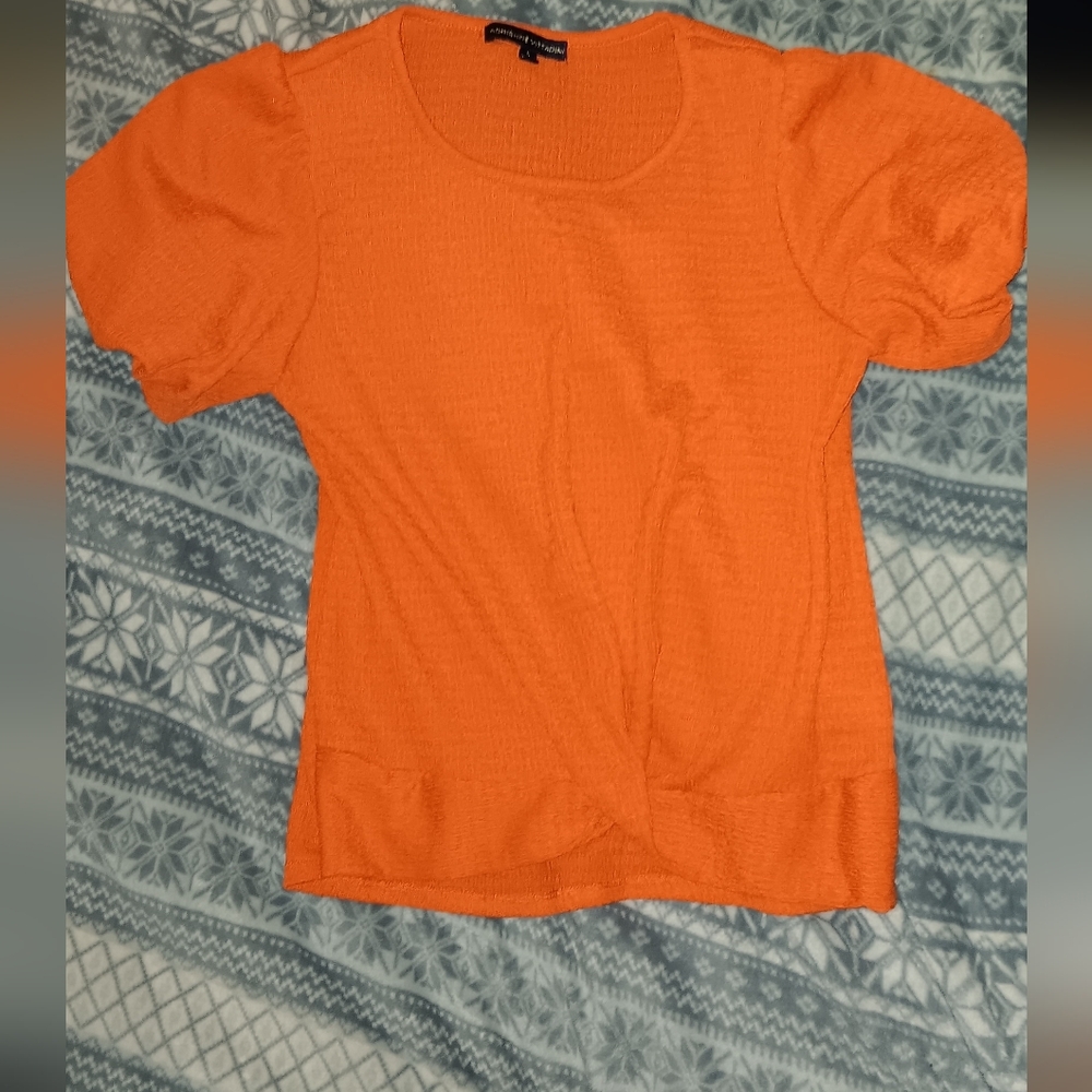Adrienne Vittadini Vibrant Orange Short Sleeve Top